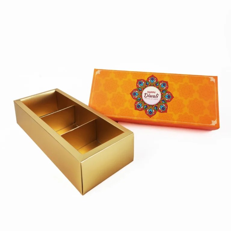 Diwali Boxes – Cardboard – 3 Partitions – 7.5W x 8L x 5.5H cm — Diwali Boxes – Cardboard – 3 Partitions – 7.5W x 8L x 5.5H cm — ready-made or custom-branded with your logo, delivered across Dubai & the UAE.