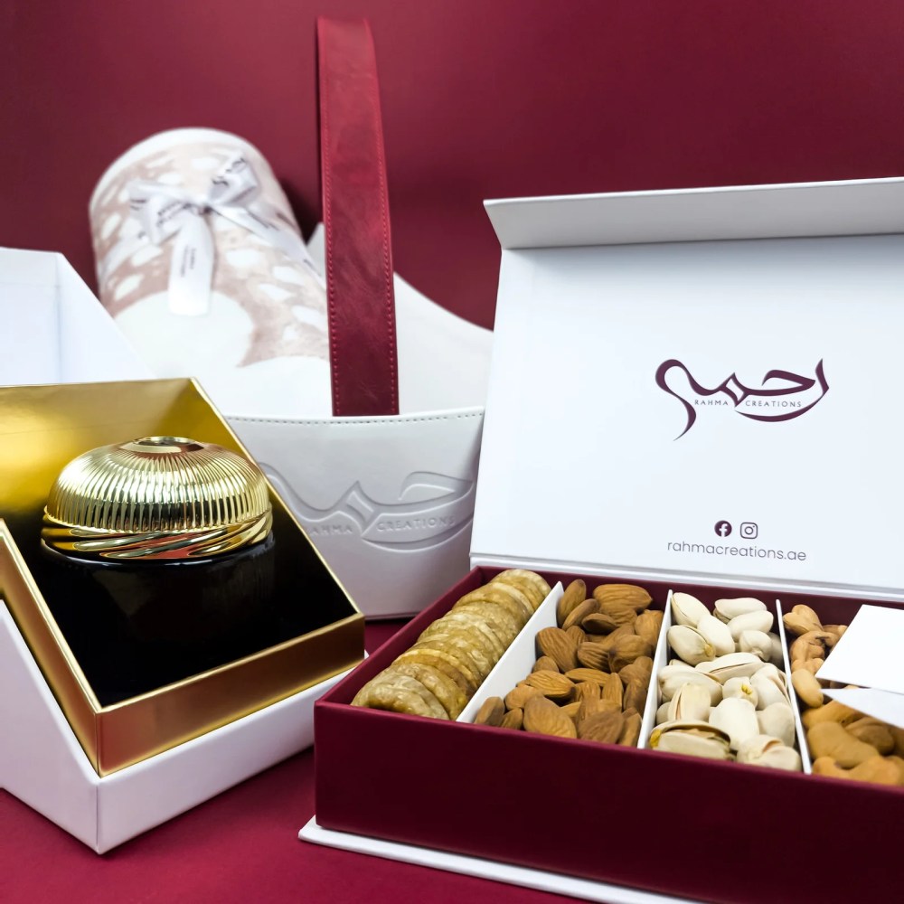 Ramadan Gift Hamper – PU Leather Basket — Ramadan Gift Hamper – PU Leather Basket — ready-made or custom-branded with your logo, delivered across Dubai & the UAE.
