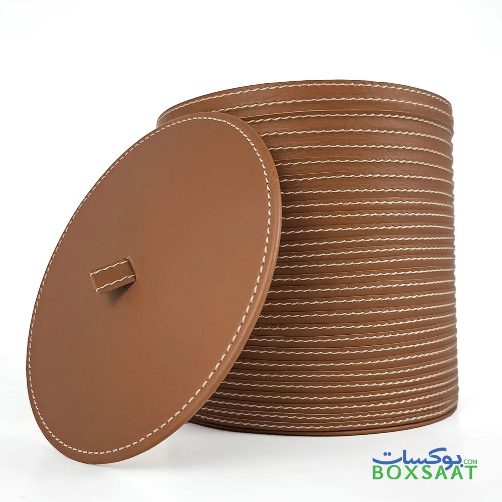 Full Hand-Stitched Beautiful PU Leather Round Box – Special Edition — Full Hand-Stitched Beautiful PU Leather Round Box – Special Edition — ready-made or custom-branded with your logo, delivered across Dubai & the UAE.