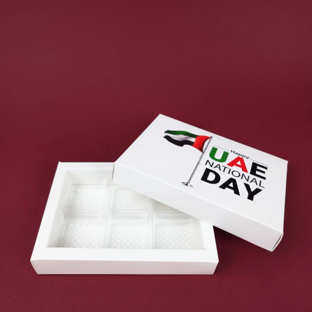 UAE National Day – 6Pcs Chocolate Box — UAE National Day – 6Pcs Chocolate Box — ready-made or custom-branded with your logo, delivered across Dubai & the UAE.