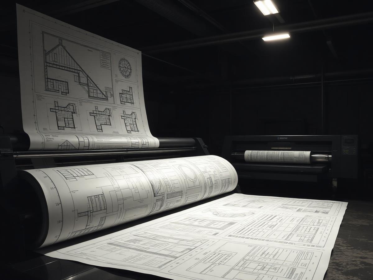 A2 Drawing Print — A2 Drawing Print branded to your artwork — 80gsm cad bond options, black & white or full colour and full colour matching, produced in Dubai.