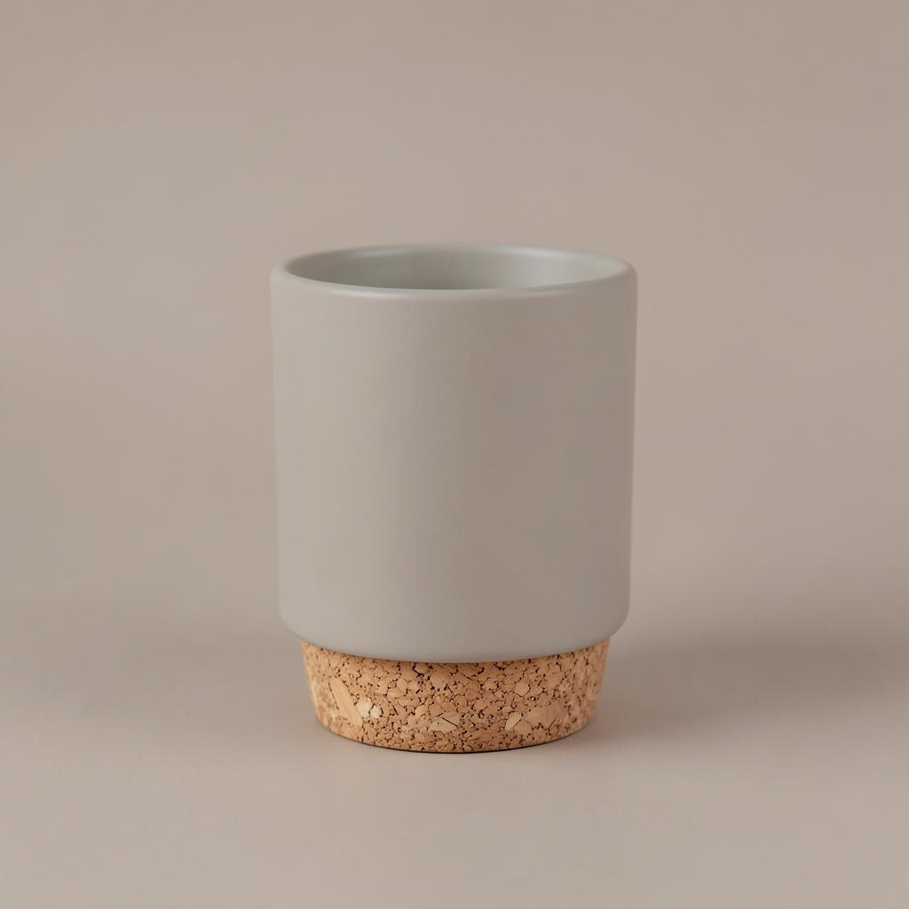 Ceramic Cup With Cork Base — Matte ceramic cup with natural cork base.