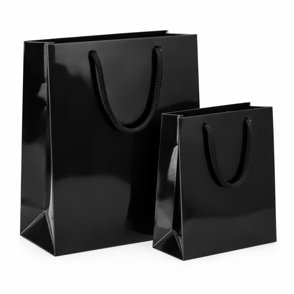 Custom Paper Bags — Custom Paper Bags branded to your artwork — 350gsm folding box board options, matt / gloss lamination and full colour matching, produced in Dubai.