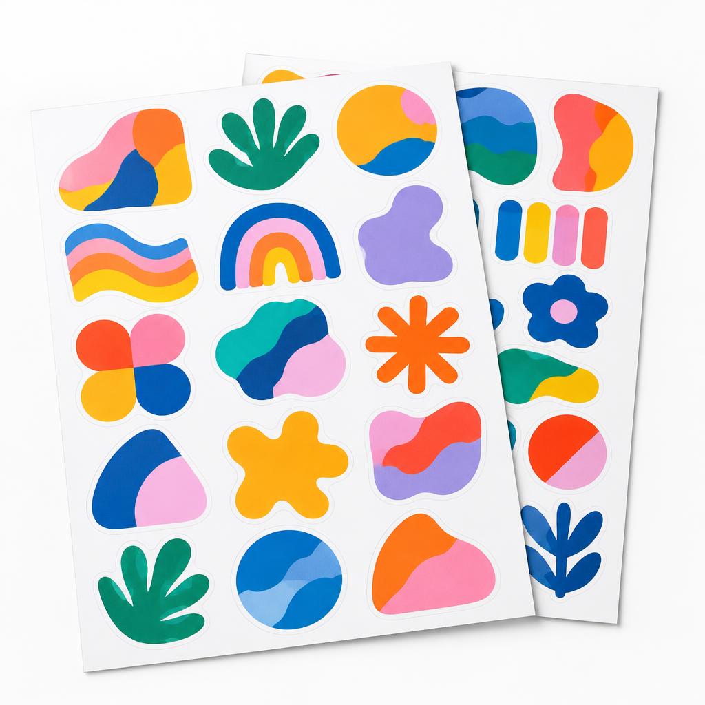 Digital Stickers — Digital Stickers branded to your artwork — self-adhesive paper options, matt or gloss lamination and full colour matching, produced in Dubai.