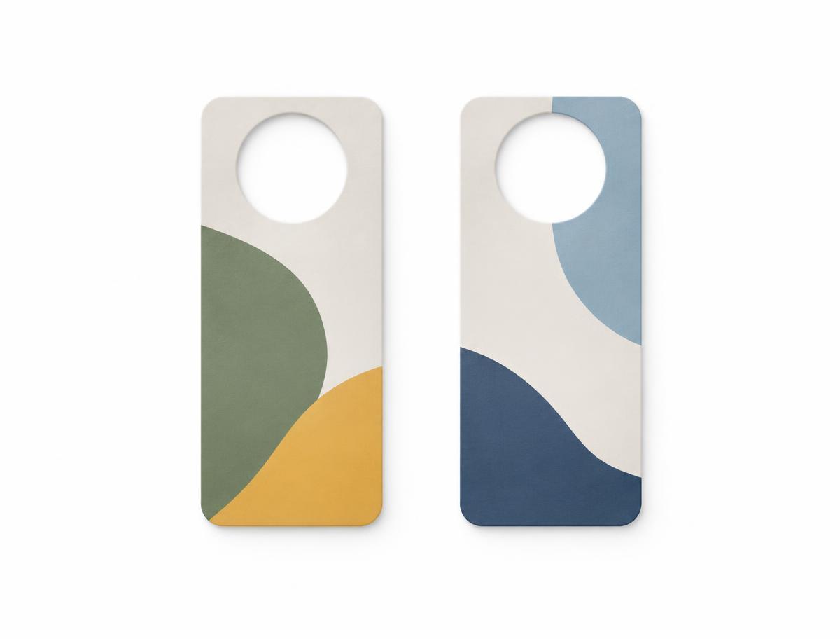 Door Hanging Flyers — Door Hanging Flyers branded to your artwork — 130gsm gloss art paper options, matt lamination and full colour matching, produced in Dubai.