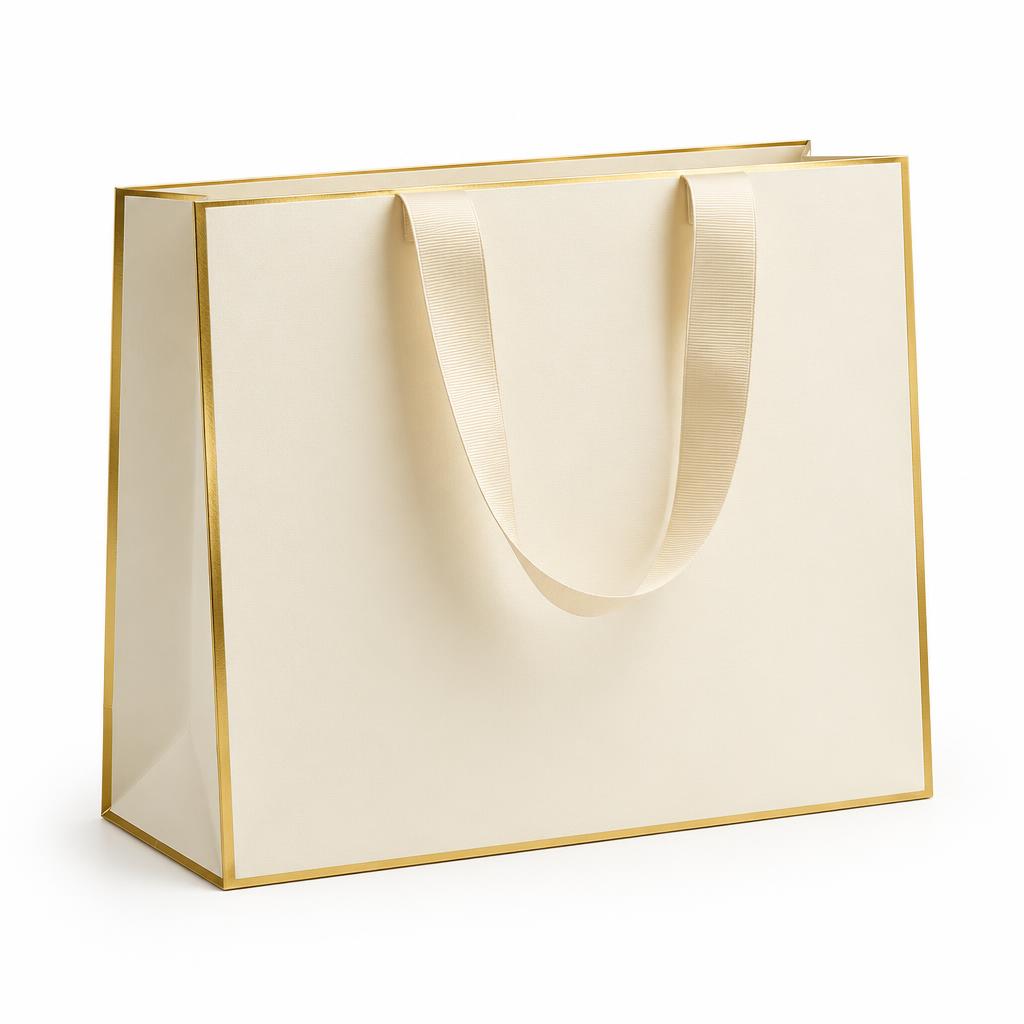 Luxury Shopping Bag — Luxury Shopping Bag branded to your artwork — 350gsm folding box board options, matt / gloss lamination and full colour matching, produced in Dubai.