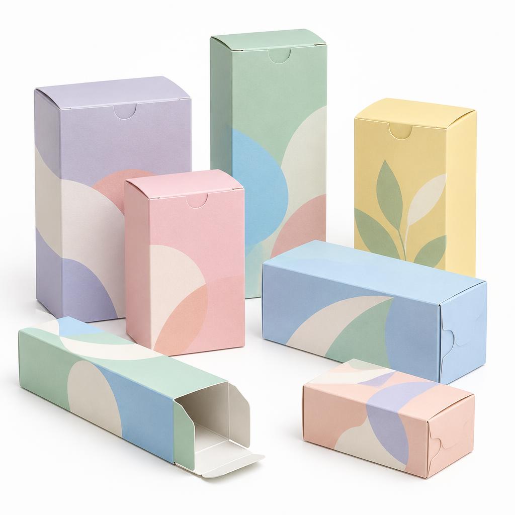 Packaging Boxes — Packaging Boxes branded to your artwork — 350gsm folding box board options, matt / gloss lamination and full colour matching, produced in Dubai.