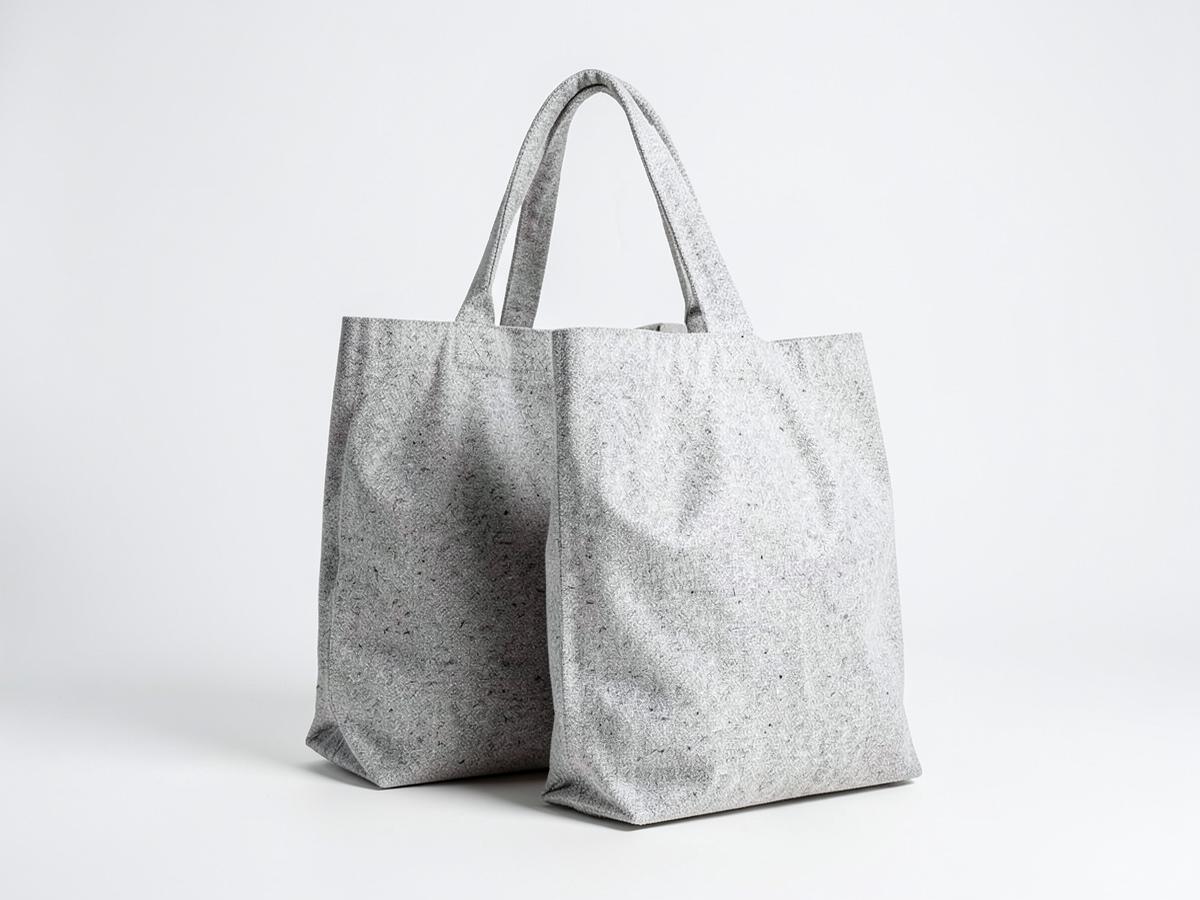 Recycled Cotton Bags — Bags woven from recycled cotton offcuts, with a natural melange look.