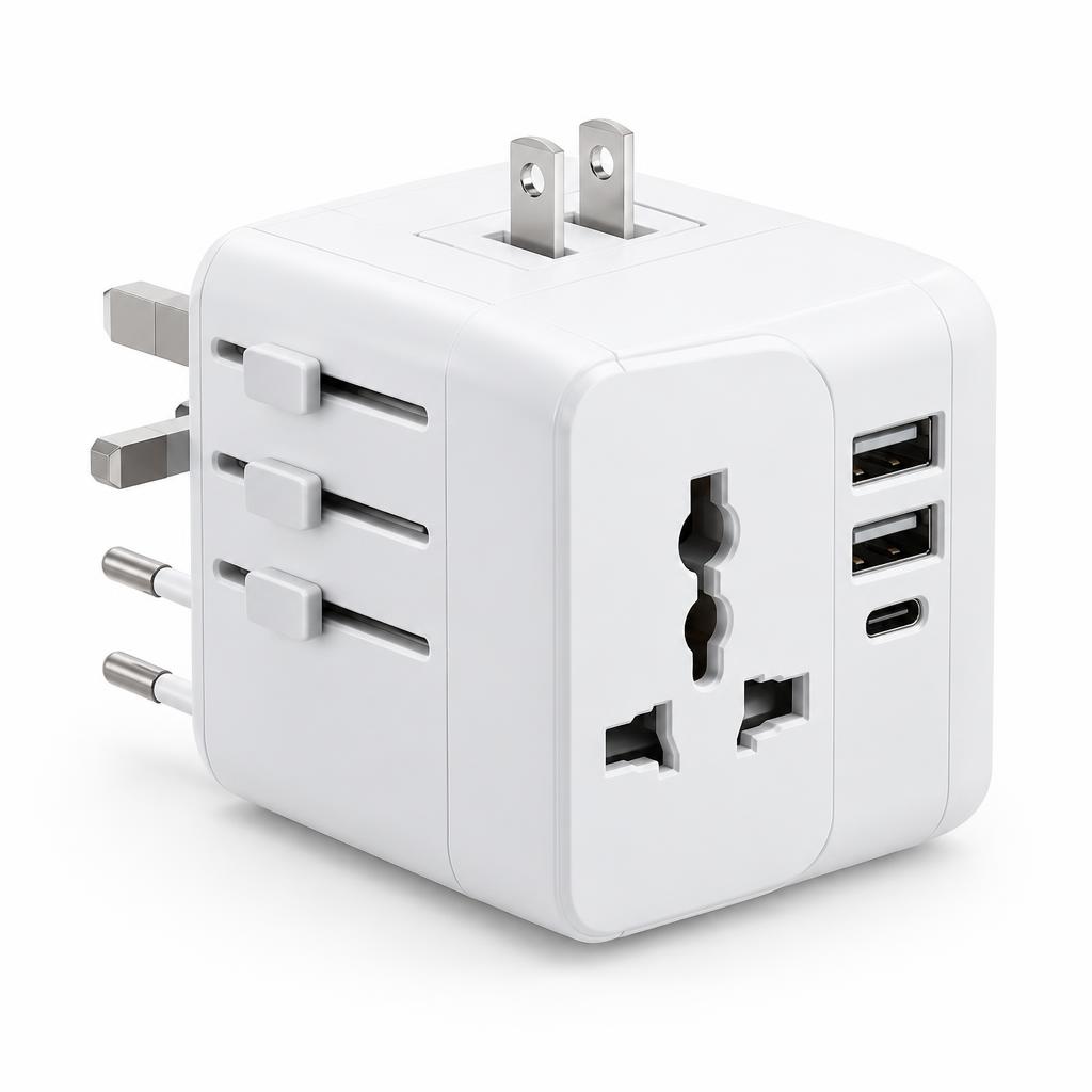 Travel Adapter — Travel Adapter branded to your artwork — polyester options, full-colour print and full colour matching, produced in Dubai.